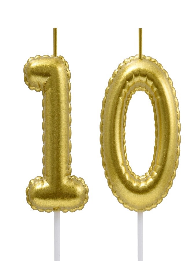 AOOLADA 10 Birthday Candle, 10th Cake Candles, Number 10 Birthday Candles for Cake Topper Decoration, Gold - Image 1