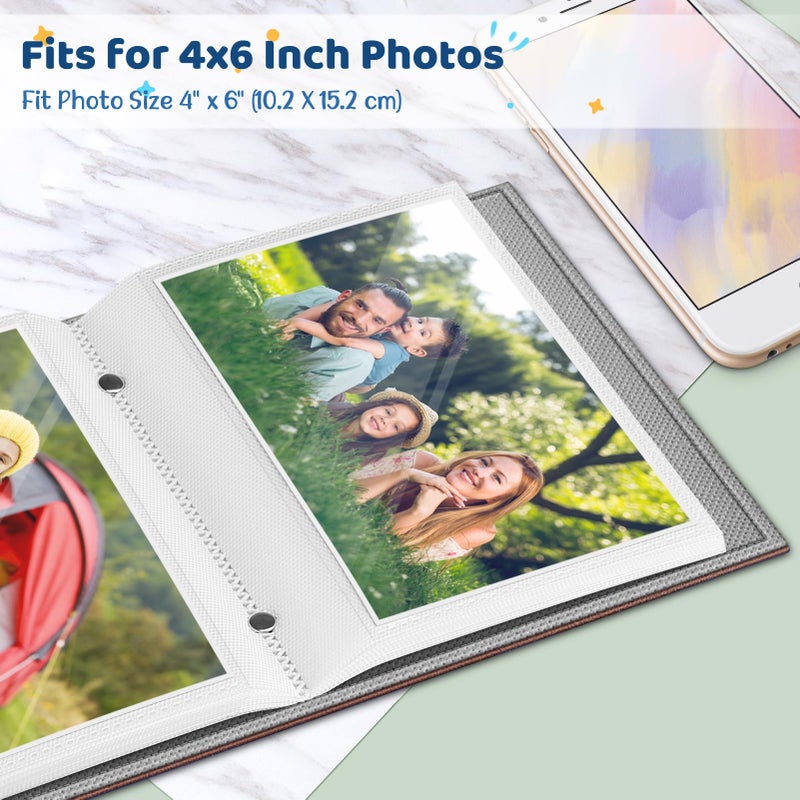 Fintie Fintie Photo Album 4x6 Photos - 52 Photos Small Mini Capacity Premium Vegan Leather Cover Photo Album  Portable Wallet Photo Album for Family Wedding Boys Girls  Vintage Brown - Image 2