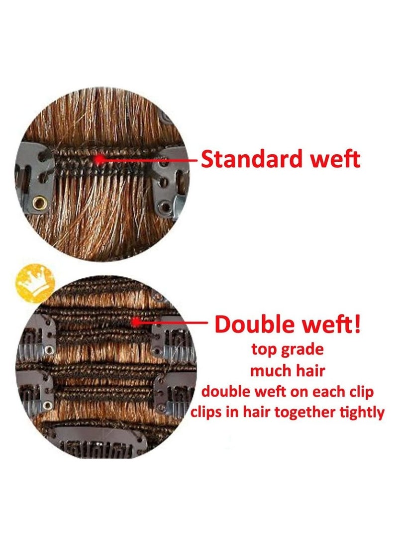 Estelle 7 Pcs 16 Clips 24 Inch Thick Curly Straight Full Head Clip in on Double Weft Hair Extensions Dark Brown Curly - Image 4