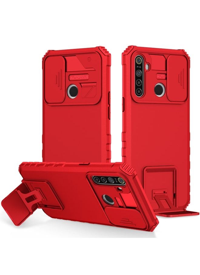 HuHa Case Cover For Realme 5 / 5i / C3 Stereoscopic Holder Sliding Camshield Phone Case Red 