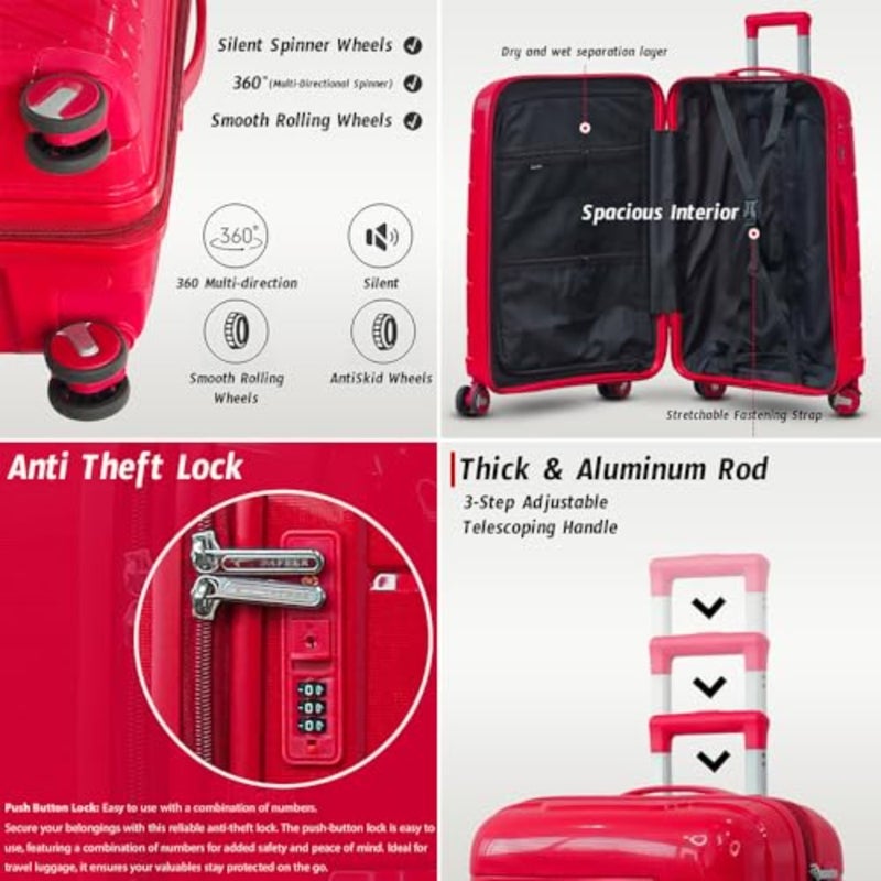 Hard Case PP 24 Inch 2025kg Light Blue Luggage for Travel: Lightweight, Unbreakable, with Combination Lock - Image 5