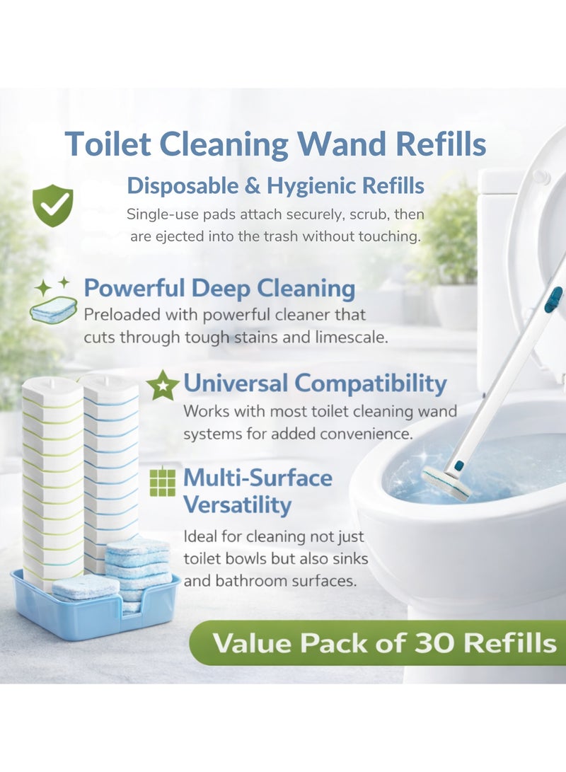 KLUX Disposable Toilet Bowl Brush Refills 30 pcs – Replacement Cleaning Pads for Toilet Wand System - Image 2