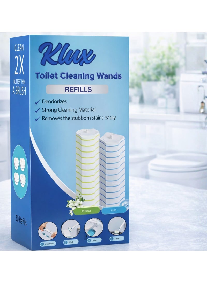 KLUX Disposable Toilet Bowl Brush Refills 30 pcs – Replacement Cleaning Pads for Toilet Wand System - Image 5