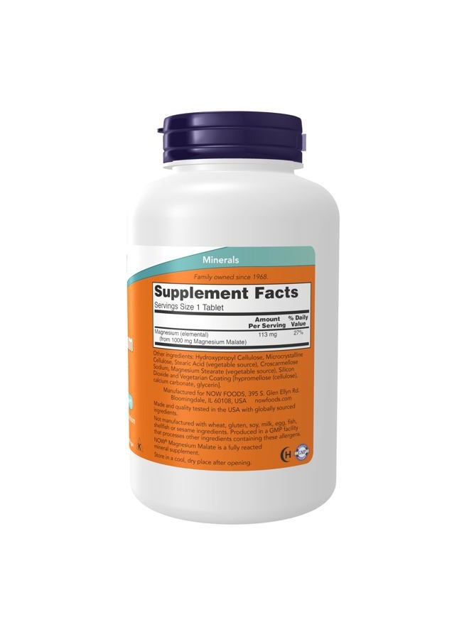 now Supplements, Magnesium Malate 1000 mg, Energy Production*, Nervous System Support*, 180 Tablets - Image 2