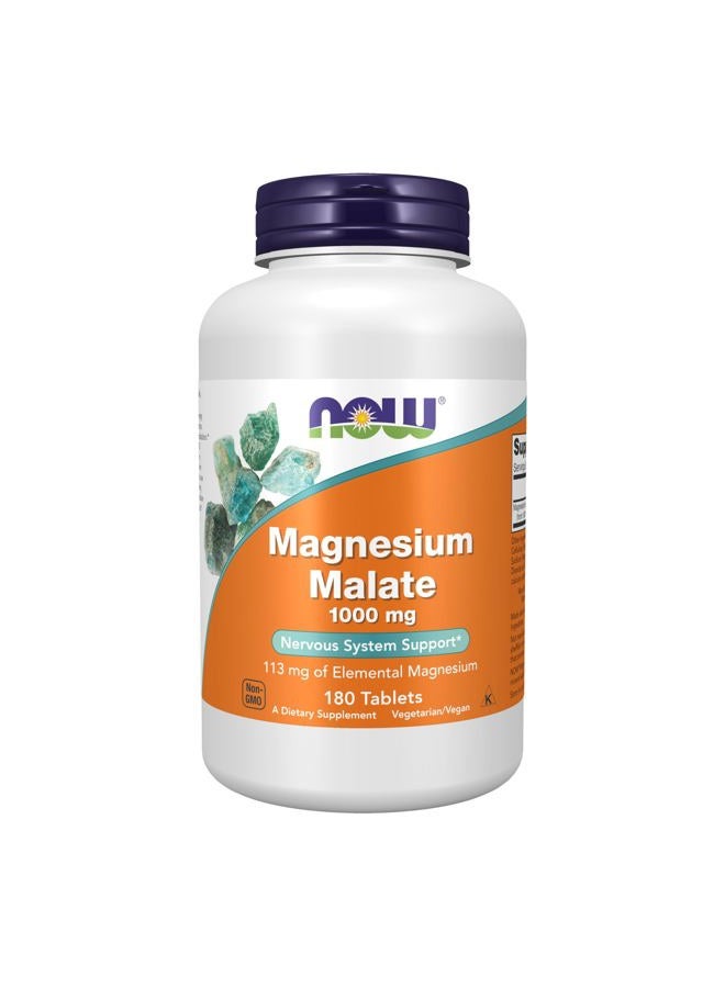 now Supplements, Magnesium Malate 1000 mg, Energy Production*, Nervous System Support*, 180 Tablets - Image 1