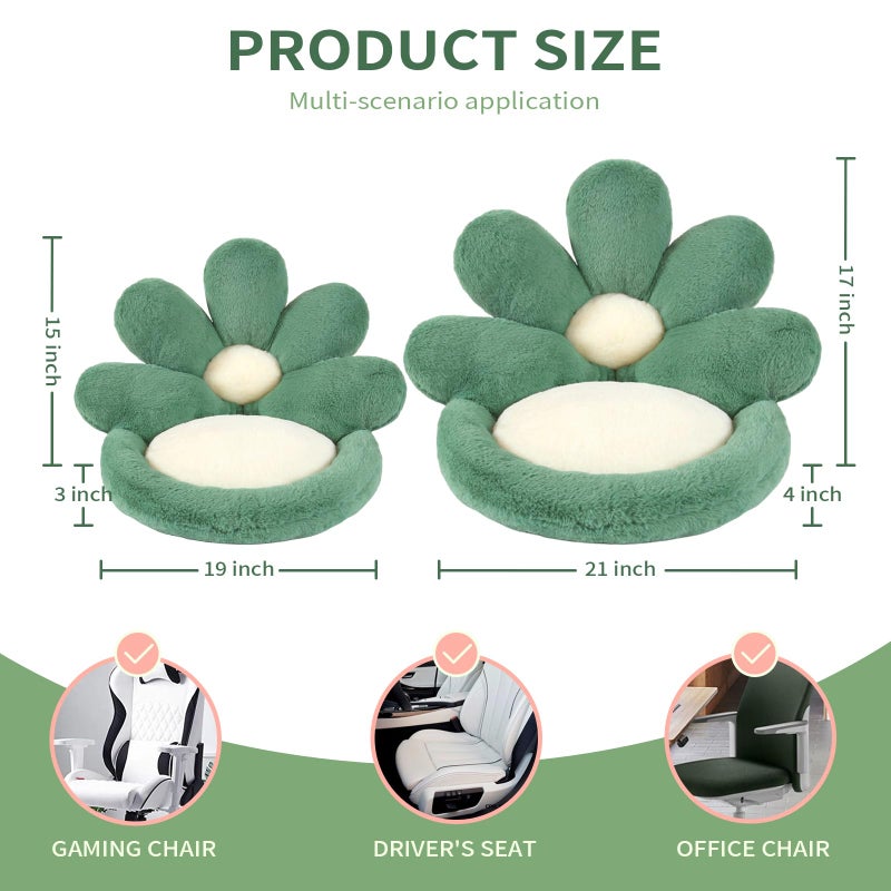 Ditucu Flower Shape Chair Cushion Comfy Kawaii Seat Cushions 19 inch Cute Stuff Pad Lazy Sofa Office Floor Pillow for Gaming Chairs Room Decor Green - Image 3