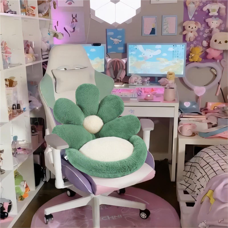 Ditucu Flower Shape Chair Cushion Comfy Kawaii Seat Cushions 19 inch Cute Stuff Pad Lazy Sofa Office Floor Pillow for Gaming Chairs Room Decor Green - Image 2