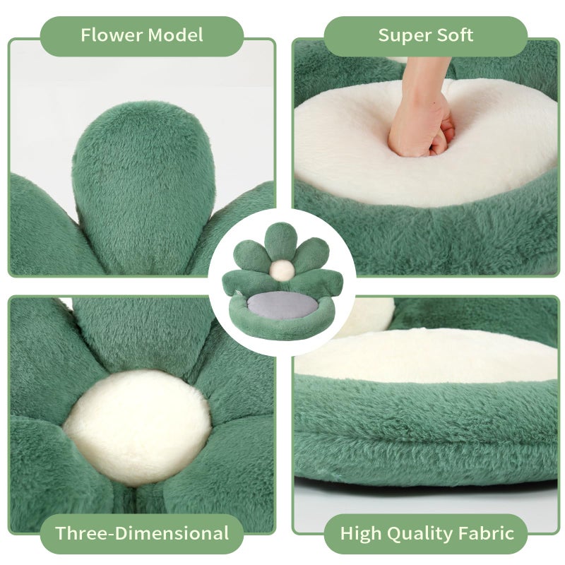 Ditucu Flower Shape Chair Cushion Comfy Kawaii Seat Cushions 19 inch Cute Stuff Pad Lazy Sofa Office Floor Pillow for Gaming Chairs Room Decor Green - Image 4