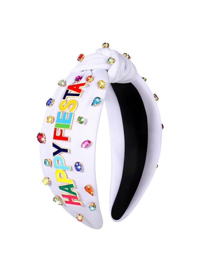 MOLOCH Cinco De Mayo Fiesta Headband For Women Sombrero Cactus Crystal Knotted Headband Mexican Jeweled Top Knot Headband Cinco De Mayo Hair Accessories Party Decorations Gifts 