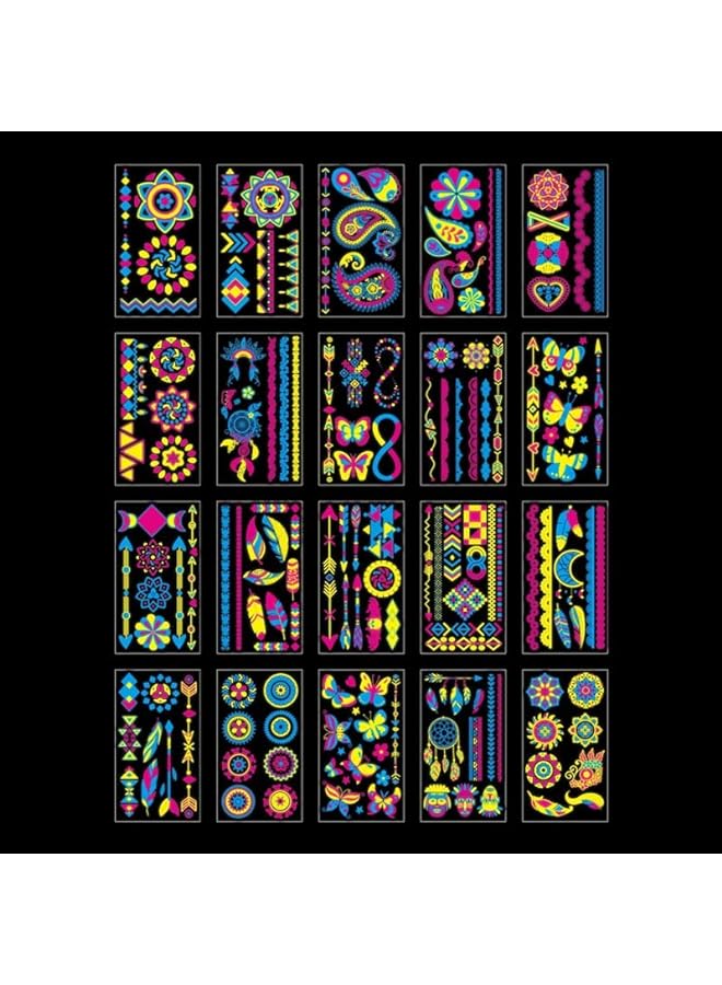 Excefore Glow In The Dark Temporary Tattoos 160+Styles Fluorescence Uv Neon Body Face Fake Waterproof Tattoos Stickers For Women Men Rave Festival Accessory Party Supplies - Image 4
