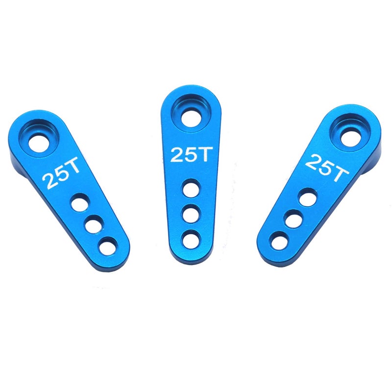 Vgoohobby 3PCS Metal 25T Servo Horn M3 Threads Steering Arm Server Rocker Adapter Compatible with Savox Power HD HSP Servos Motor 1/8 1/10 RC Car Truck Blue - Image 5