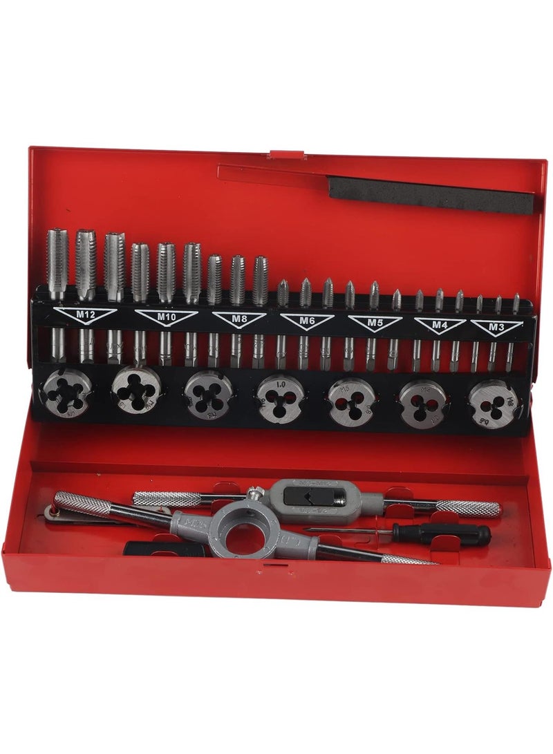 GGOOT 32Pcs/Set Threaded Tap and Die Set Rethread Tool Kit with Storage Bag for Hardware Supplies  - Image 1