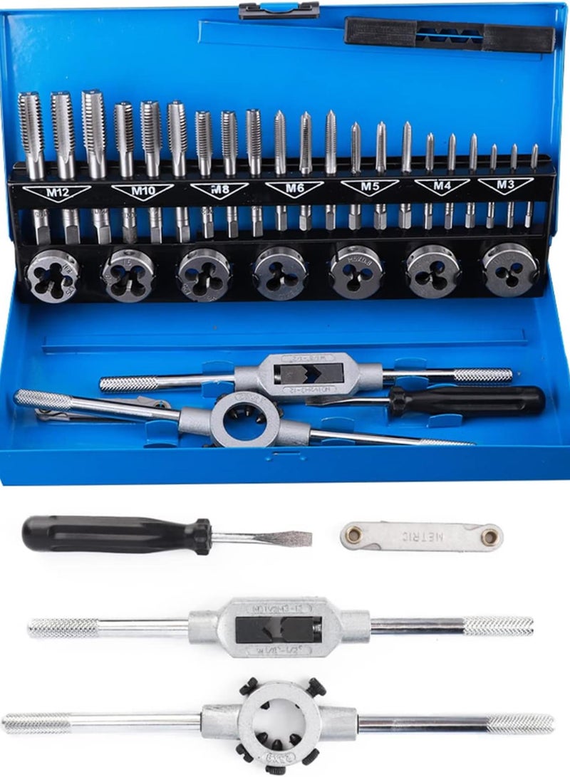 GGOOT 32Pcs/Set Threaded Tap and Die Set Rethread Tool Kit with Storage Bag for Hardware Supplies  - Image 3