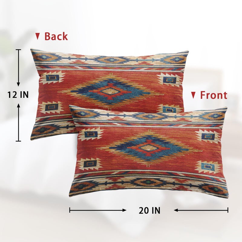 Britimes Britimes Throw Pillow Covers  Aztec Kilim Home Art Decor  12 x 20 Inches Set of 2 Cushion Couch Sofa Cases  Abstract Oil Painting Pillowcases for Bedroom  Living Room  Geometric Tribal Decorative  - Image 2