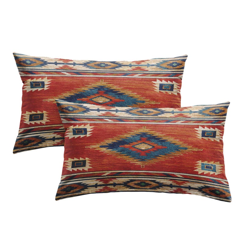 Britimes Britimes Throw Pillow Covers  Aztec Kilim Home Art Decor  12 x 20 Inches Set of 2 Cushion Couch Sofa Cases  Abstract Oil Painting Pillowcases for Bedroom  Living Room  Geometric Tribal Decorative  - Image 1