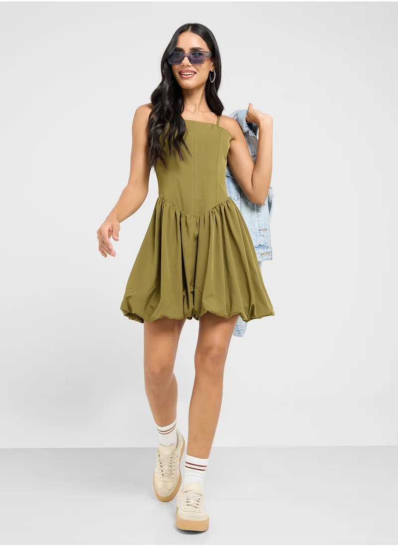 Ginger Strappy Corset Boddice Dress With Bubble Hem