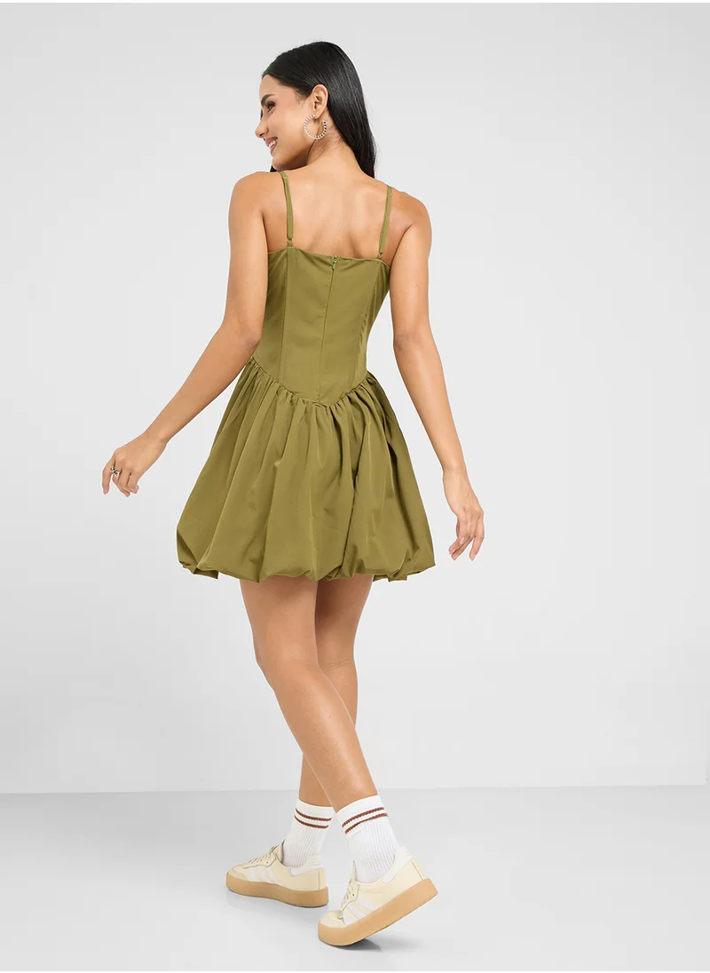 Ginger Strappy Corset Boddice Dress With Bubble Hem