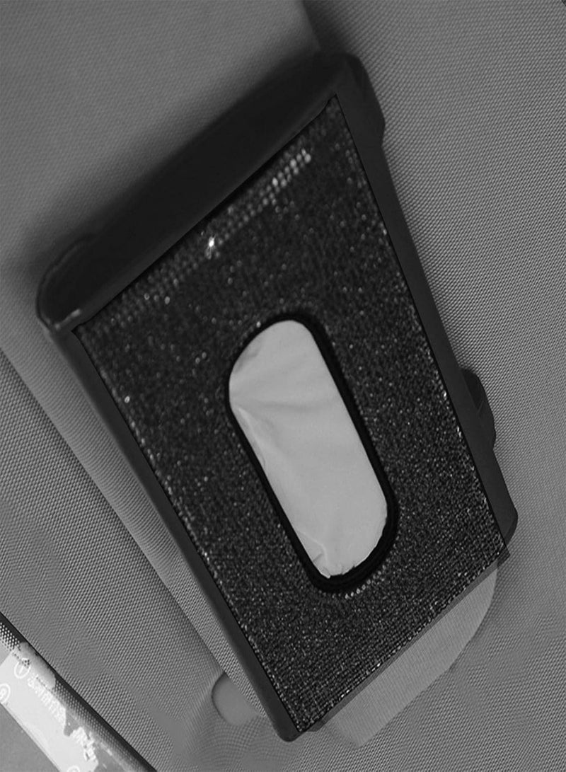 GGOOT Sun Napkin Holder,Bling Car Tissue Holder | Hanging Crystal Sparkling Napkin Holder, PU Leather Backseat Tissue Case Car Accessories For Girls  - Image 2
