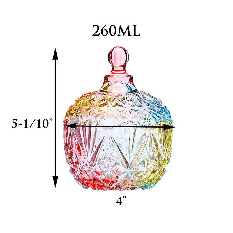 Danmu Colorful Glass Storage Jar With Lid  Candy & Cookie Jar  Jewelry Box  Buffet & Biscuit Containers (260Ml / 9Oz) - Image 4