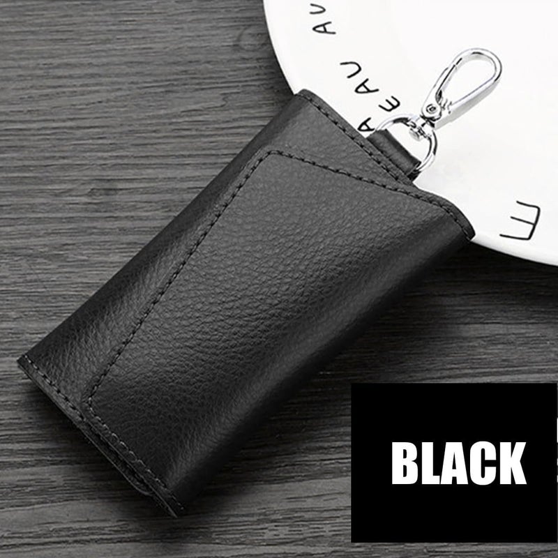 JNNJ Multifunctional Classic Organiser Case for Keyring - Black Genuine Leather Pouch for Car Keys - Image 5