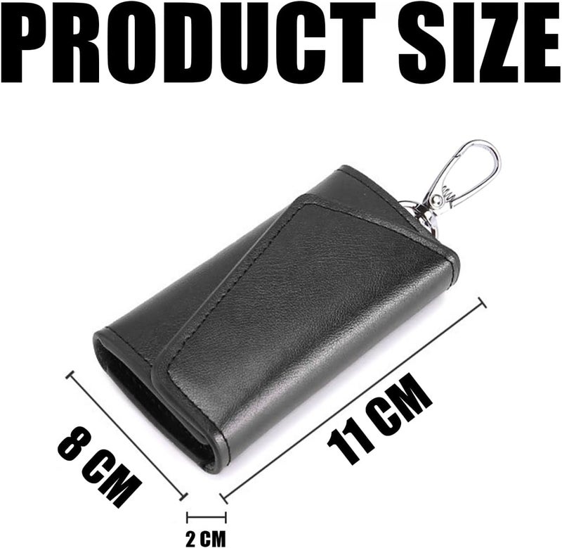 JNNJ Multifunctional Classic Organiser Case for Keyring - Black Genuine Leather Pouch for Car Keys - Image 3