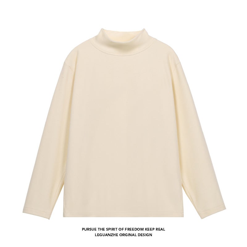 Casual Fashion Semi-High Collar Velvet T-Shirt - Image 1