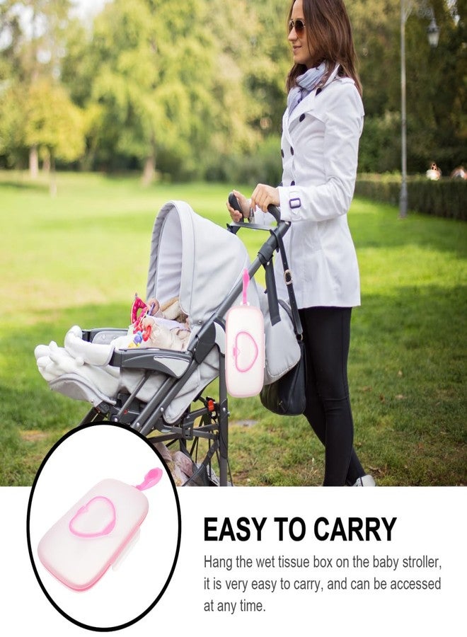 Healifty حامل مناديل الأطفال القابل للنقل Healifty - علبة محمولة قابلة لإعادة الاستخدام والتعبئة للسفر الخارجي وحقيبة حمل المناديل - مناسبة لعربة الأطفال - لون وردي - Image 5