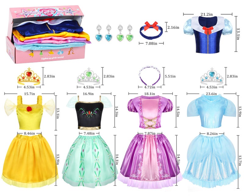 LIMIROLER 18 Pcs Princess Dress Up Clothes for Little Girl Role Play Costume Gift Set, Princess Dress Up Toys for Toddler Girls, Birthday Christmas Party Gifts for Girls Aged 3-6 Years Old - Image 2