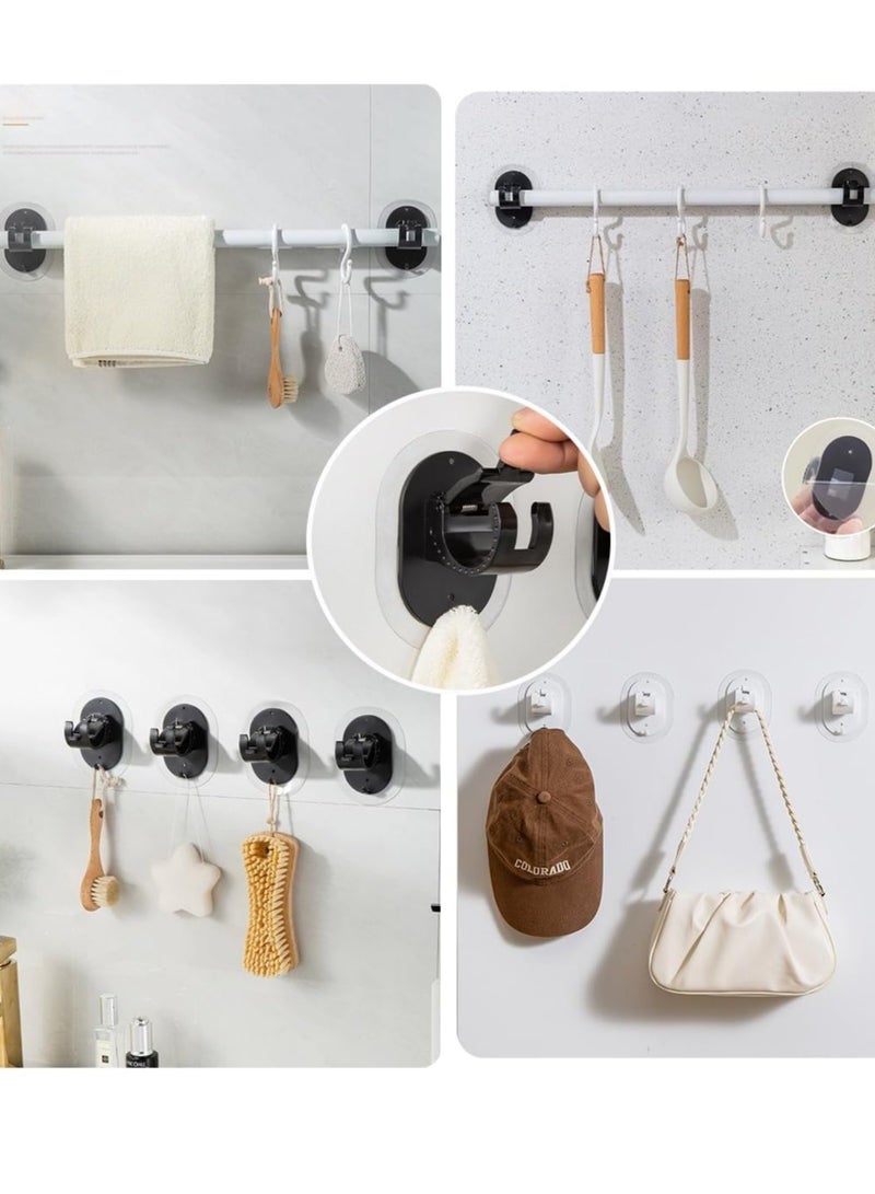 Loquat 4 PCS Universal Self Adhesive Curtain Rod Bracket Holders Curtain Rod Hooks for Home，Kitchen (Black) - Image 5