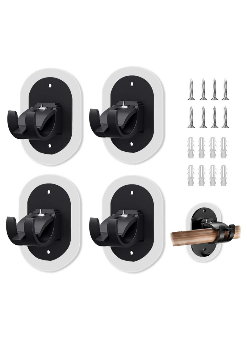 Loquat 4 PCS Universal Self Adhesive Curtain Rod Bracket Holders Curtain Rod Hooks for Home，Kitchen (Black) - Image 1