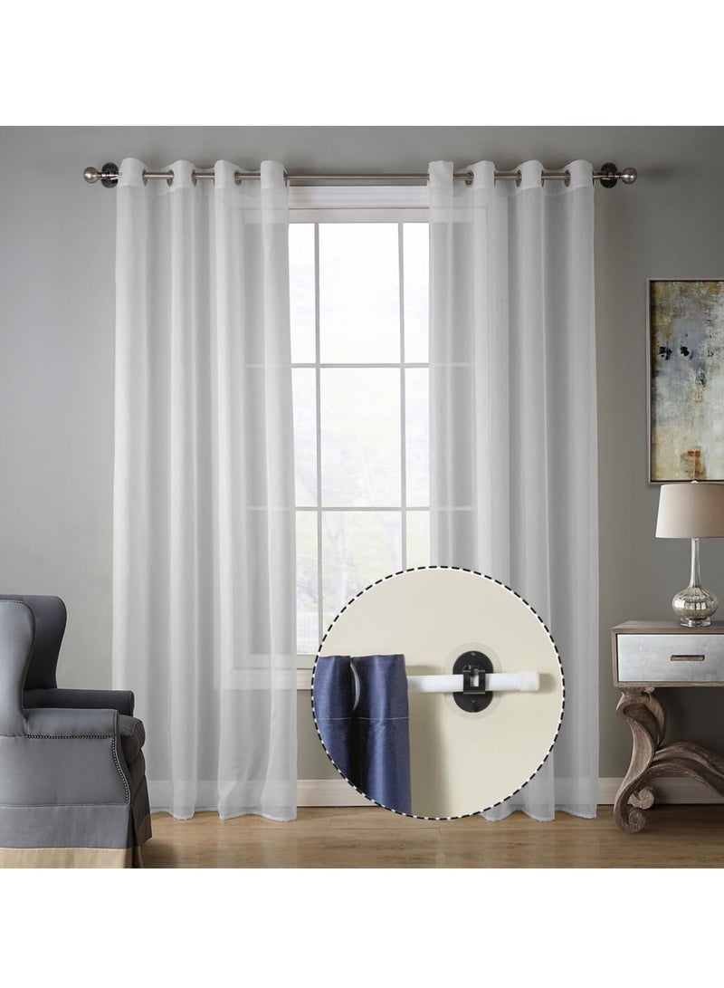 Loquat 4 PCS Universal Self Adhesive Curtain Rod Bracket Holders Curtain Rod Hooks for Home，Kitchen (Black) - Image 4