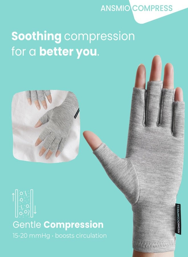 ANSMIO Rayon Derived from Bamboo Compression Gloves - Fingerless Arthritis & Carpal Tunnel Support, Lightweight Moisture-Wicking, Gentle Relief for Men & Women, Size S - Image 3