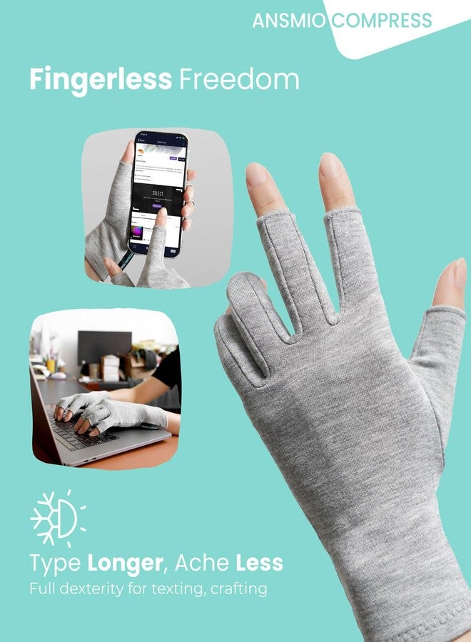 ANSMIO Rayon Derived from Bamboo Compression Gloves - Fingerless Arthritis & Carpal Tunnel Support, Lightweight Moisture-Wicking, Gentle Relief for Men & Women, Size S - Image 4