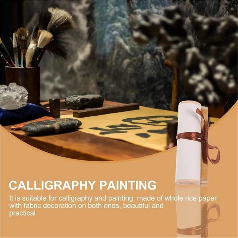 Versatile 3pcs Scroll Paper Chinese Blank Calligraphy Scrolls Painting Hanging Wall Xuan Rice Spring Decor Kids Festival Roll Frame Chunlian(Yellow) - Image 3