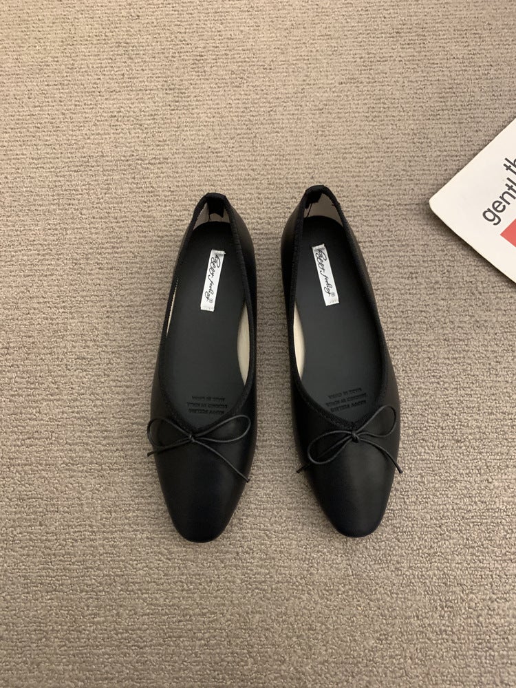 Silver Single-Layer Shoes Women'S Skirt 2025 Spring New Late Night Breeze Gentle Bow Inner Height Increasing Milk Shoes Vintage - Image 1