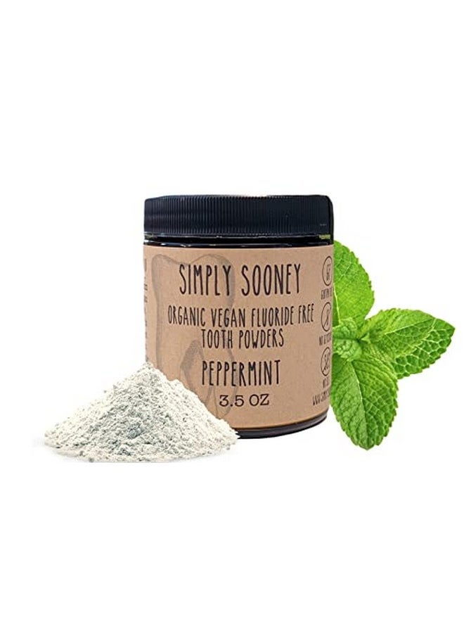 SIMPLY SOONEY Organic Vegan Fluoride Free Remineralizing Tooth Powder Peppermint Formula 6 Month Supply Glass Jar No Plastic In Mailing  - Image 1