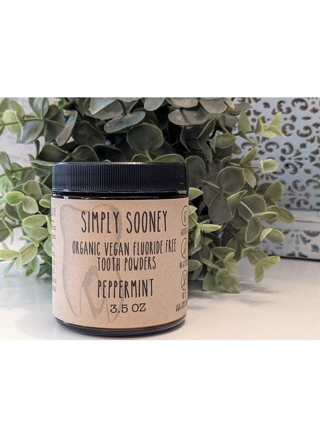 SIMPLY SOONEY Organic Vegan Fluoride Free Remineralizing Tooth Powder Peppermint Formula 6 Month Supply Glass Jar No Plastic In Mailing  - Image 3