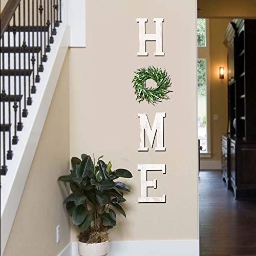 LOSOUR Farmhouse Decor Wood Letters - Wreath with Decorative Home Sign for Living Room, Entry Way, Kitchen (White) - Image 3