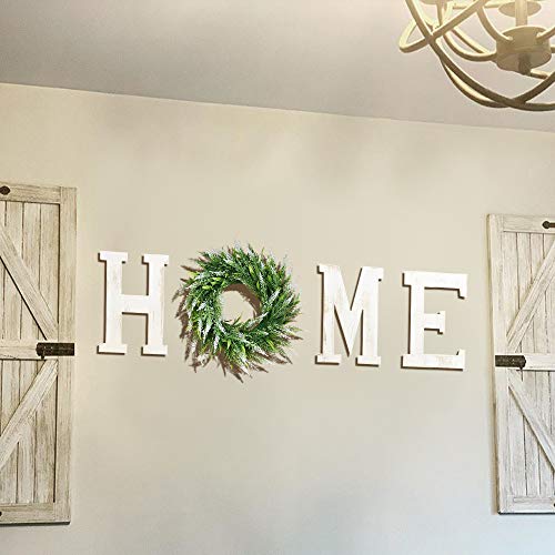 LOSOUR Farmhouse Decor Wood Letters - Wreath with Decorative Home Sign for Living Room, Entry Way, Kitchen (White) - Image 2