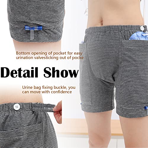 Lmaray 2-Pack Incontinence Shorts for Men with Integrated Catheter Leg Bag Support - Compatible with Nephrostomy, Foley, Suprapubic, and Biliary Catheters (M(Men's)) - Image 3