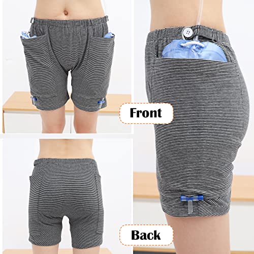 Lmaray 2-Pack Incontinence Shorts for Men with Integrated Catheter Leg Bag Support - Compatible with Nephrostomy, Foley, Suprapubic, and Biliary Catheters (M(Men's)) - Image 4