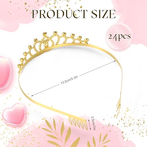 Yuefunny 24 Pcs Crystal Tiara Crowns for Women Bulk Rhinestone Princess Headband Crown with Combs Tiaras for Pageant Bridal Shower Wedding Birthday Prom Party Gifts(Chic,Gold) - Image 2