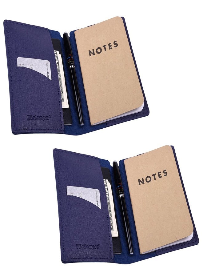 Wisdompro Journal Cover, 2 Pack PU Leather Notebook Cover for Field Notes, or other 3.5" x 5.5" Pocket Notebooks - Blue - Image 1