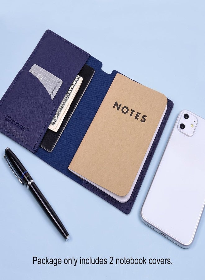 Wisdompro Journal Cover, 2 Pack PU Leather Notebook Cover for Field Notes, or other 3.5" x 5.5" Pocket Notebooks - Blue - Image 2