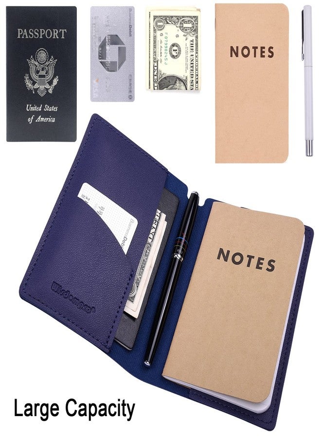 Wisdompro Journal Cover, 2 Pack PU Leather Notebook Cover for Field Notes, or other 3.5" x 5.5" Pocket Notebooks - Blue - Image 3