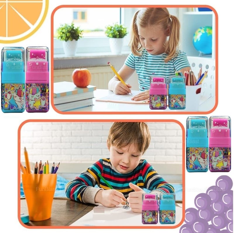 FunBlast Unicorn Theme Eraser Set for Kids - 4 Pcs Roller Erasers for Stationary Kit, Return Gift, Multi-Color - Image 5