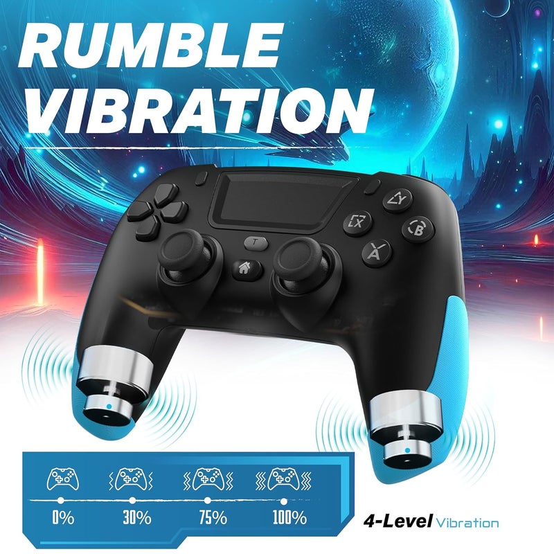 NITHO SMART PS Wireless Controller for PC, PS4, PS3, Android & iOS | Gaming Gamepad with Touchpad, Adjustable Turbo & Dual Vibration, 6-Axis Motion Sensor, M1/M2 Programmable Buttons - Black & Blue - Image 5