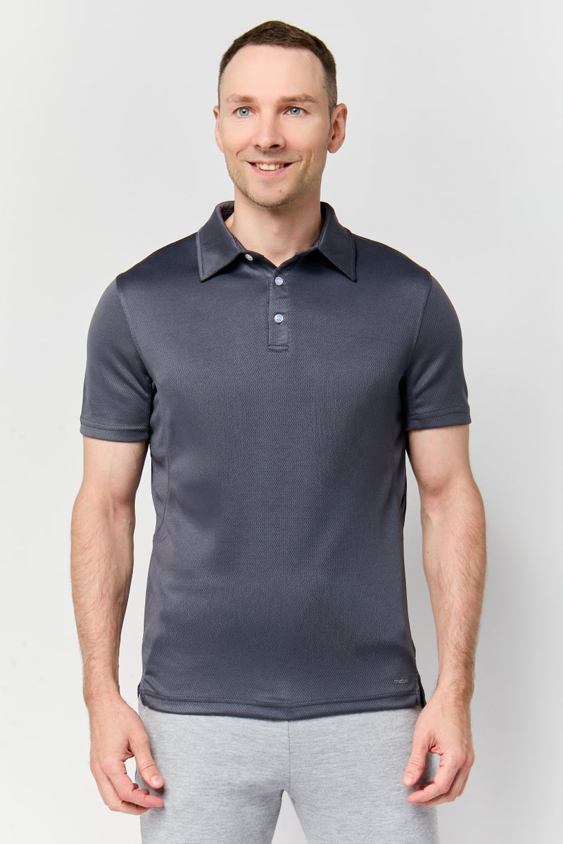 MOTION Men Sportswear Fit Short Sleeve Training Polo Shirt, Charcoal - Image 1