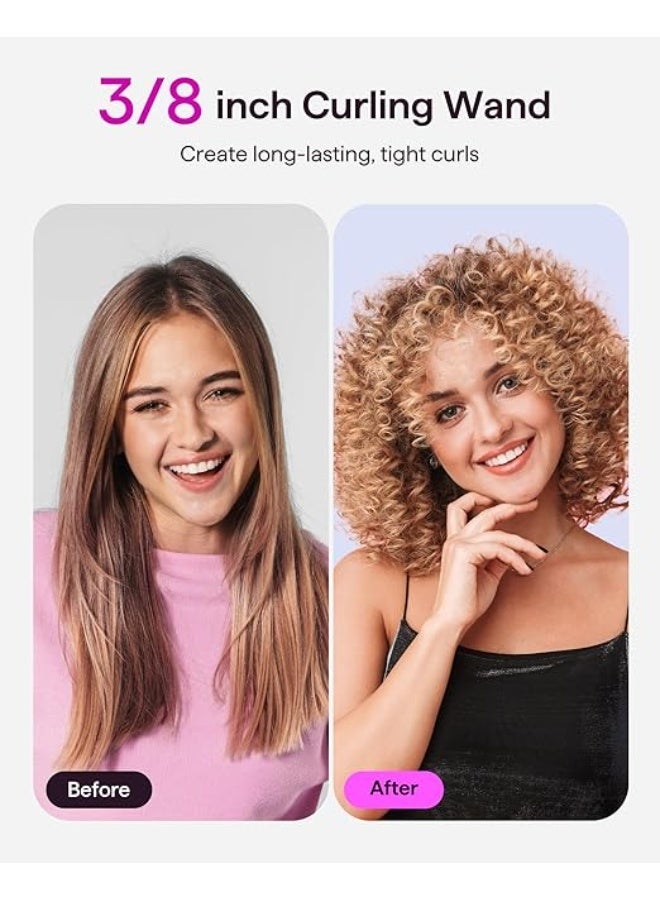 WaveTalk Mini Curling Iron Stick 1cm for Short and Long Hair, Ceramic Barrel with Adjustable Temperature, Heat Resistant Glove Included (Pink) - Image 2