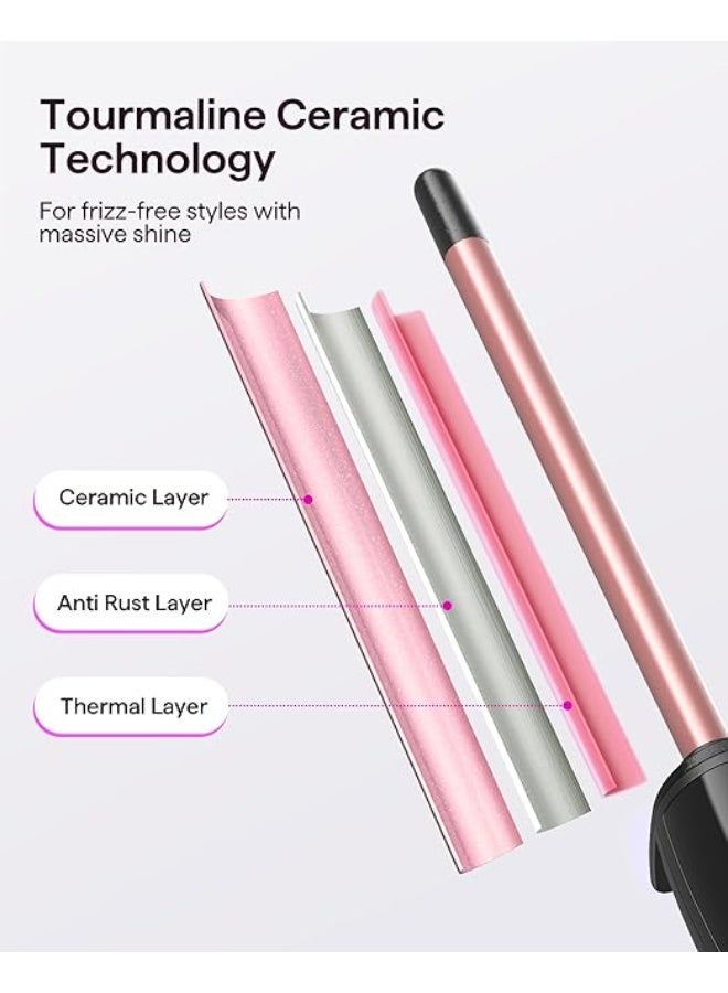WaveTalk Mini Curling Iron Stick 1cm for Short and Long Hair, Ceramic Barrel with Adjustable Temperature, Heat Resistant Glove Included (Pink) - Image 4